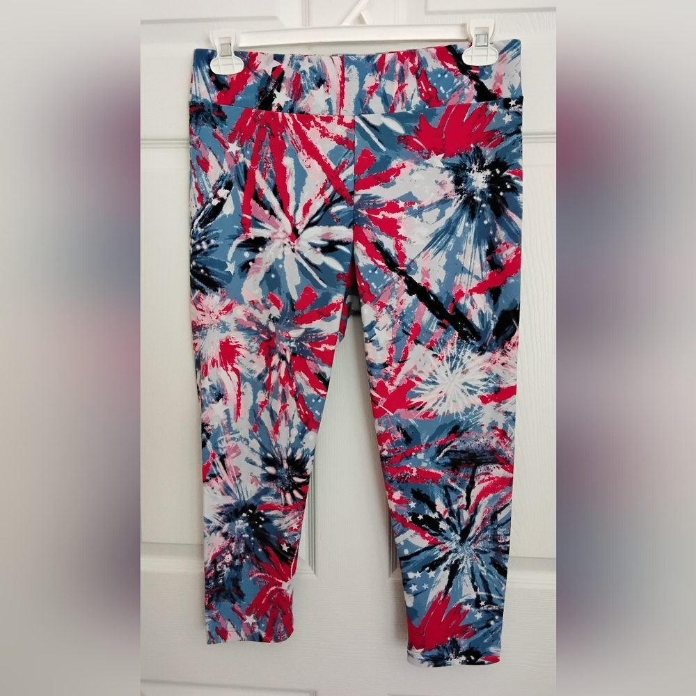 Womens Patriotic Colorful Tie-Dye Leggings